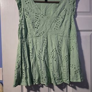 Torrid Mint Green Eyelet Babydoll Blouse